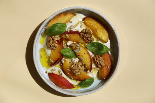 Gebratener Pfirsich mit Mozzarella - unverpackt&lose
