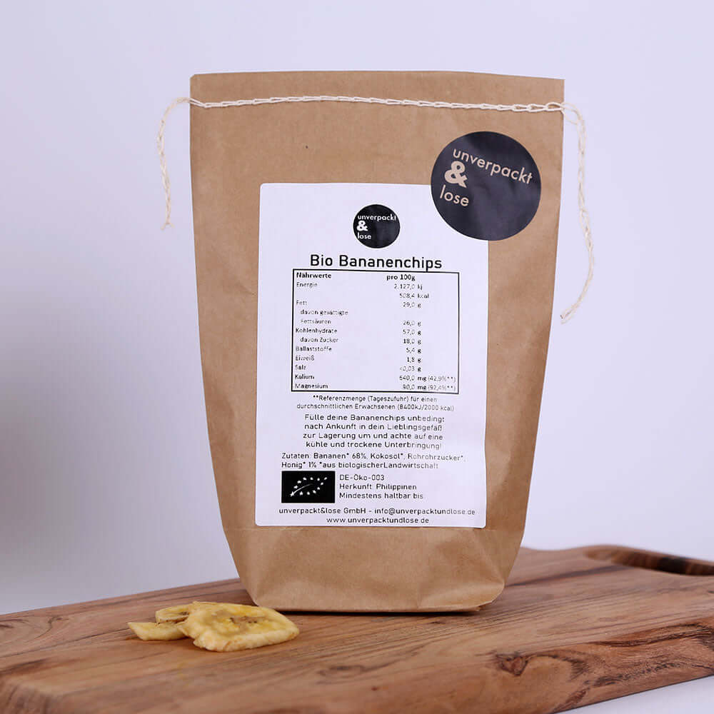 Bananenchips ohne Zuckerzusatz Bio - unverpackt&lose