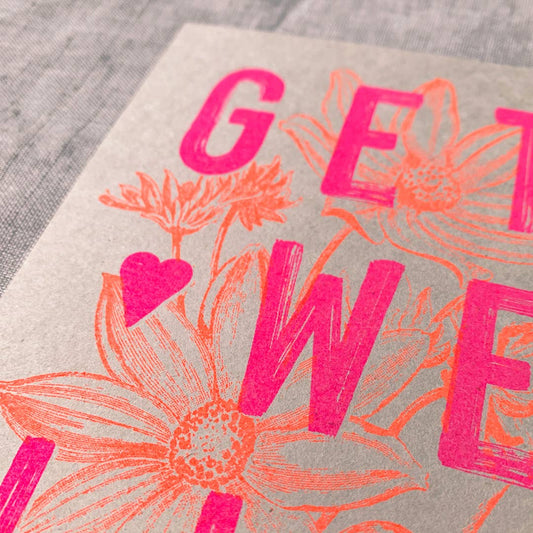 Postkarte / Get well soon / Pflanzenfarbe / Ökopapier - unverpackt&lose