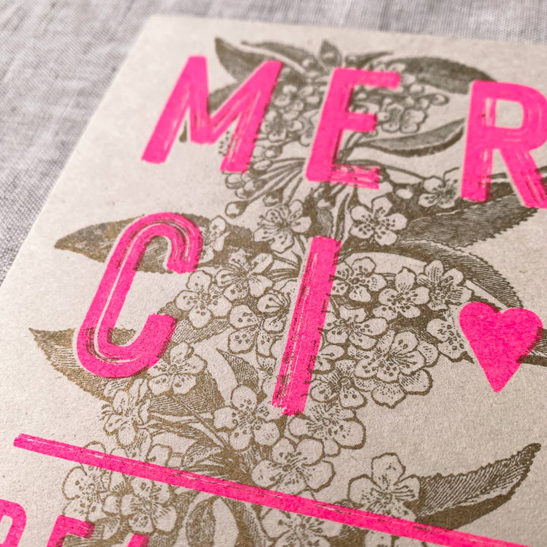 Postkarte / Merci beaucoup / Pflanzenfarbe / Ökopapier - unverpackt&lose