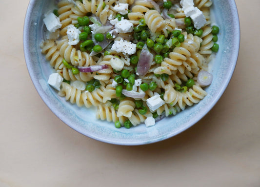 Nudeltopf mit Erbsen und Schafskäse - unverpackt&lose