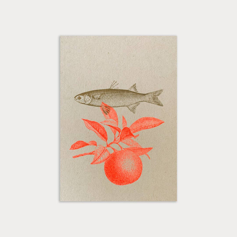Postkarte / Fisch / Pflanzenfarbe / Ökopapier - unverpackt&lose