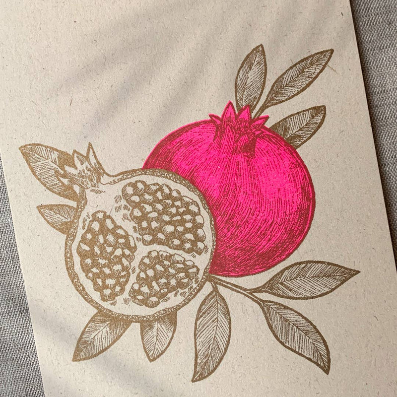 Postkarte / Granatapfel-Frucht / Pflanzenfarbe / Ökopapier - unverpackt&lose