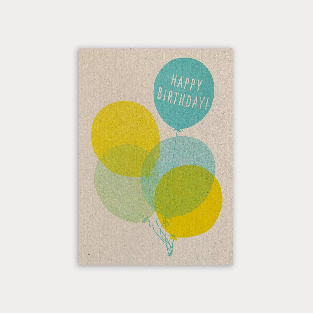 Postkarte / Luftballons / Happy Birthday / Ökopapier - unverpackt&lose