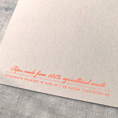 Postkarte / Orange / Pflanzenfarbe / Ökopapier - unverpackt & lose