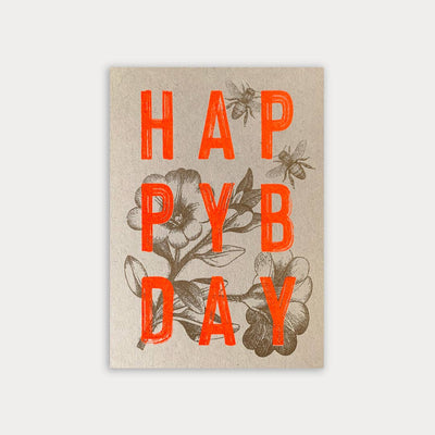 Postkarte / Typo / Happy B-Day / Pflanzenfarbe / Ökopapier - unverpackt&lose